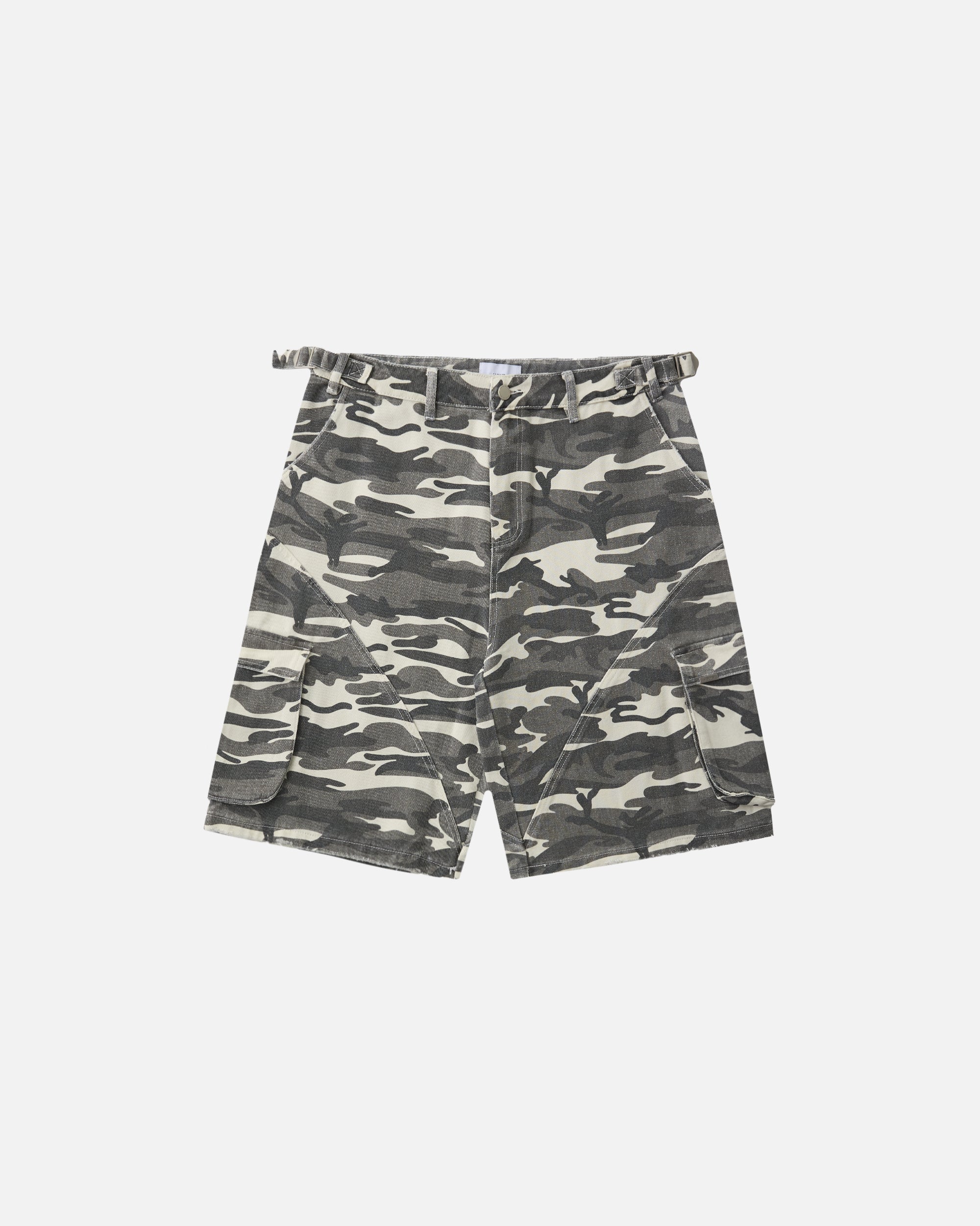 Baggy Cargo Shorts - White Camo