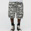 Baggy Cargo Shorts - White Camo