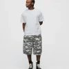 Baggy Cargo Shorts - White Camo