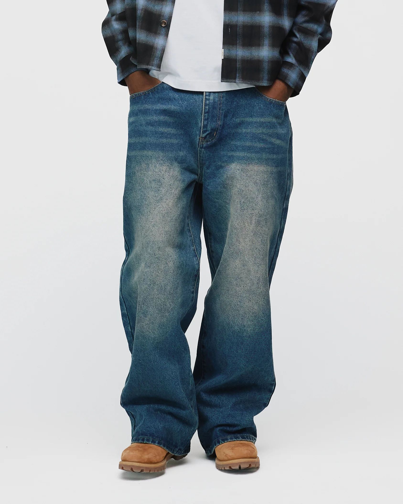 Baggy Denim Pants - Mid Blue