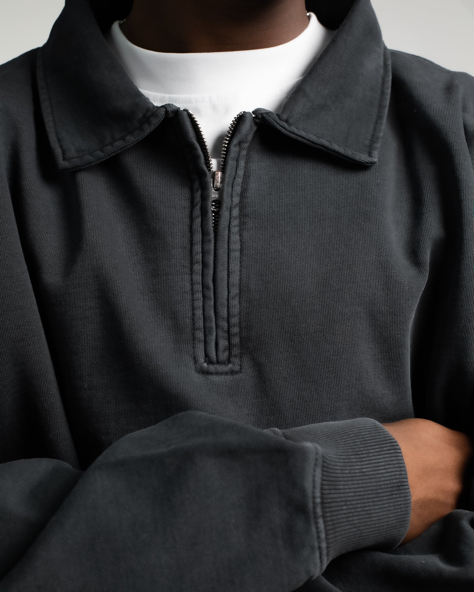 Cropped 1/4 Zip - Vintage Black