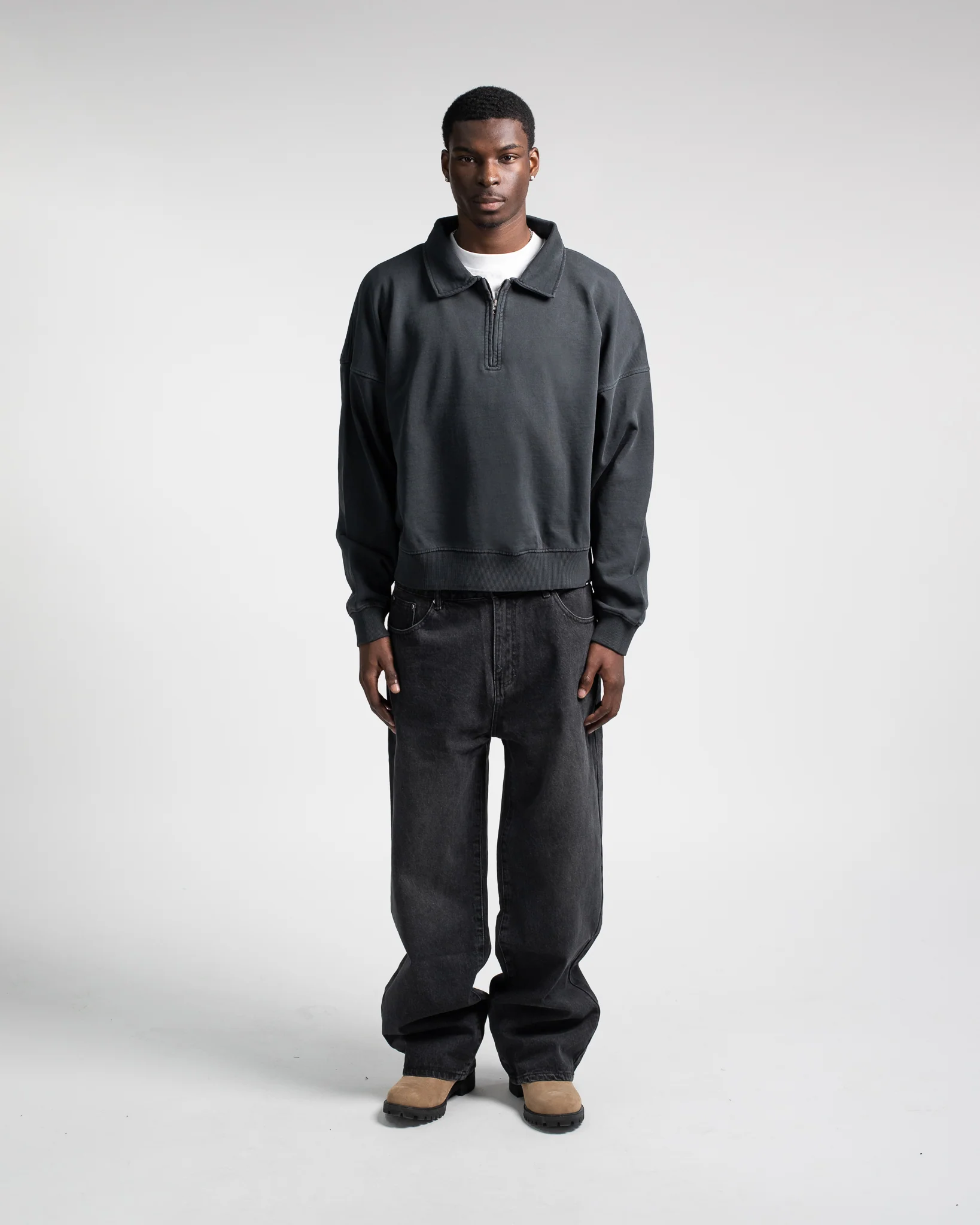 Cropped 1/4 Zip - Vintage Black
