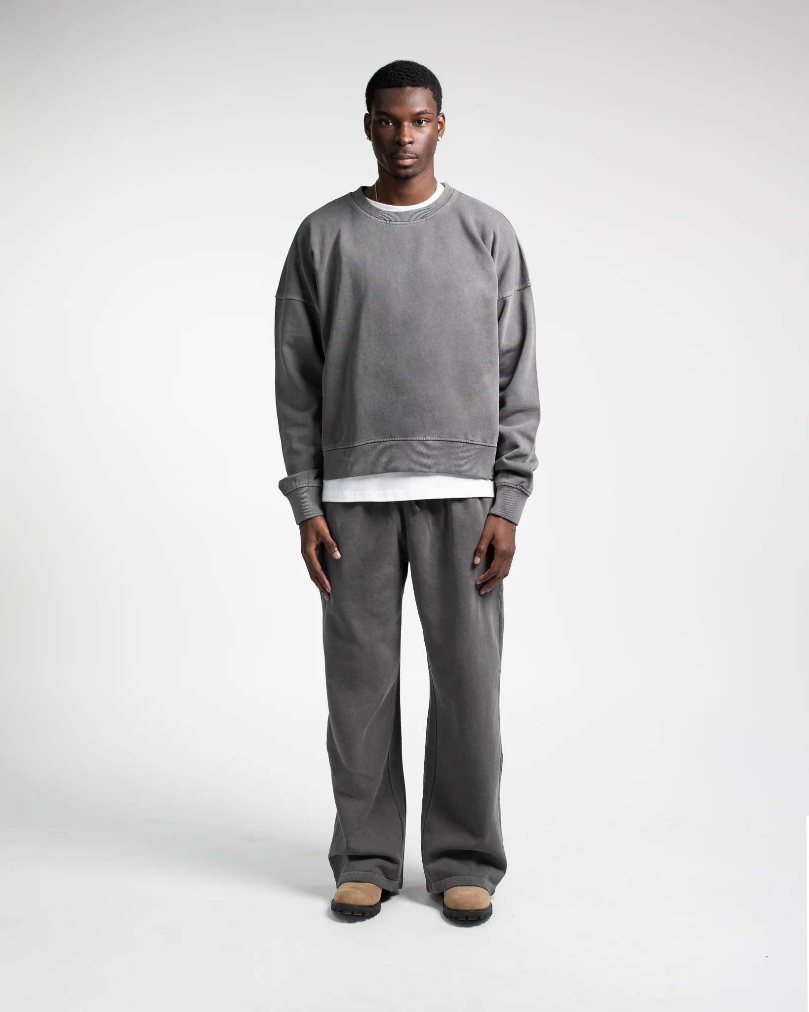 Cropped Crewneck - Vintage Grey