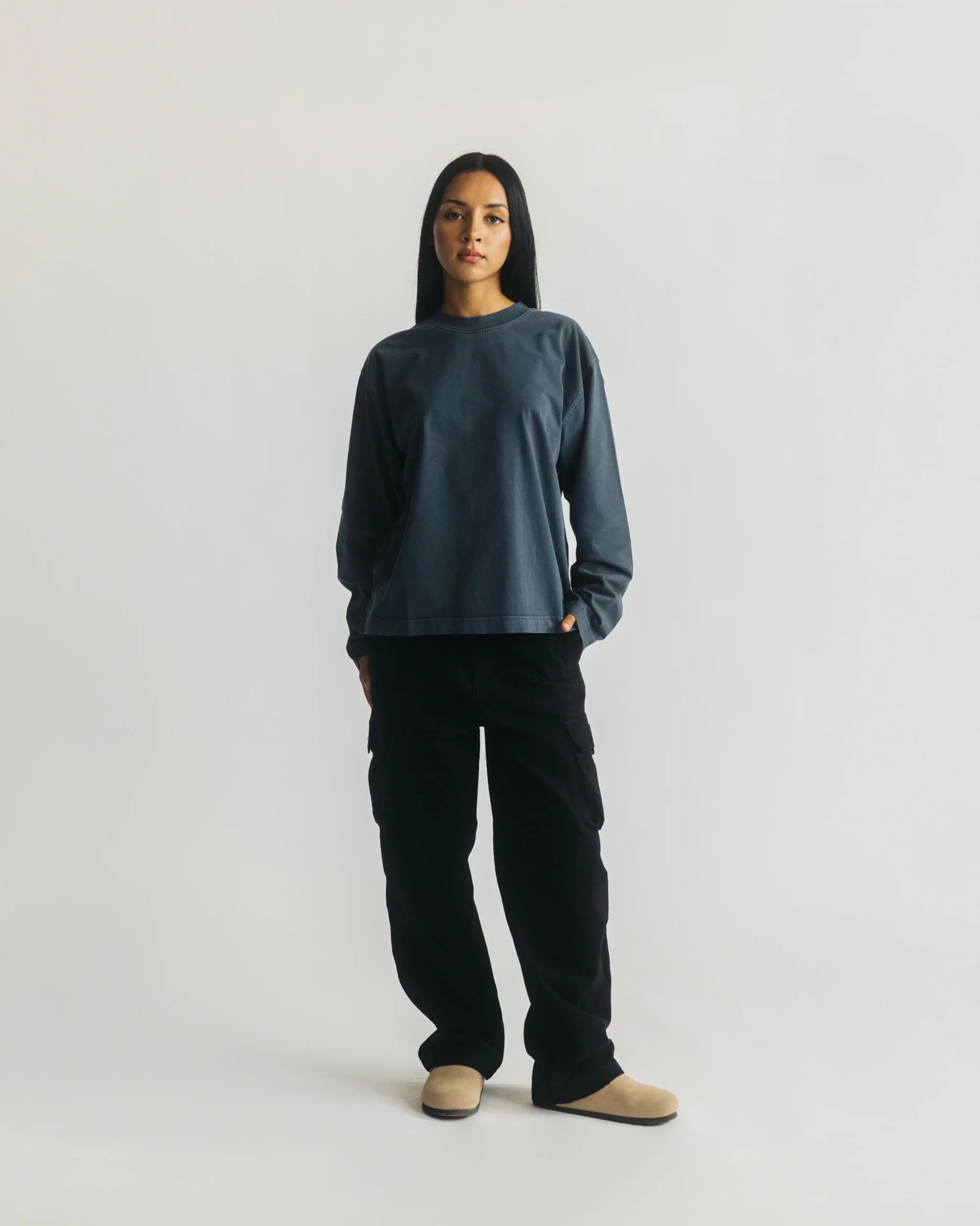 Cropped Long Sleeve - Vintage Navy