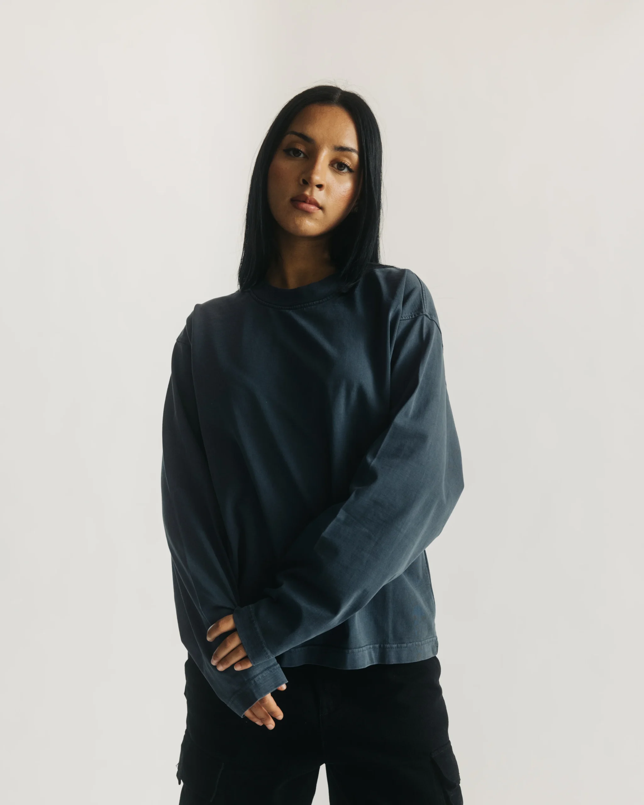 Cropped Long Sleeve - Vintage Navy
