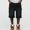 Baggy Denim Shorts - Washed Black