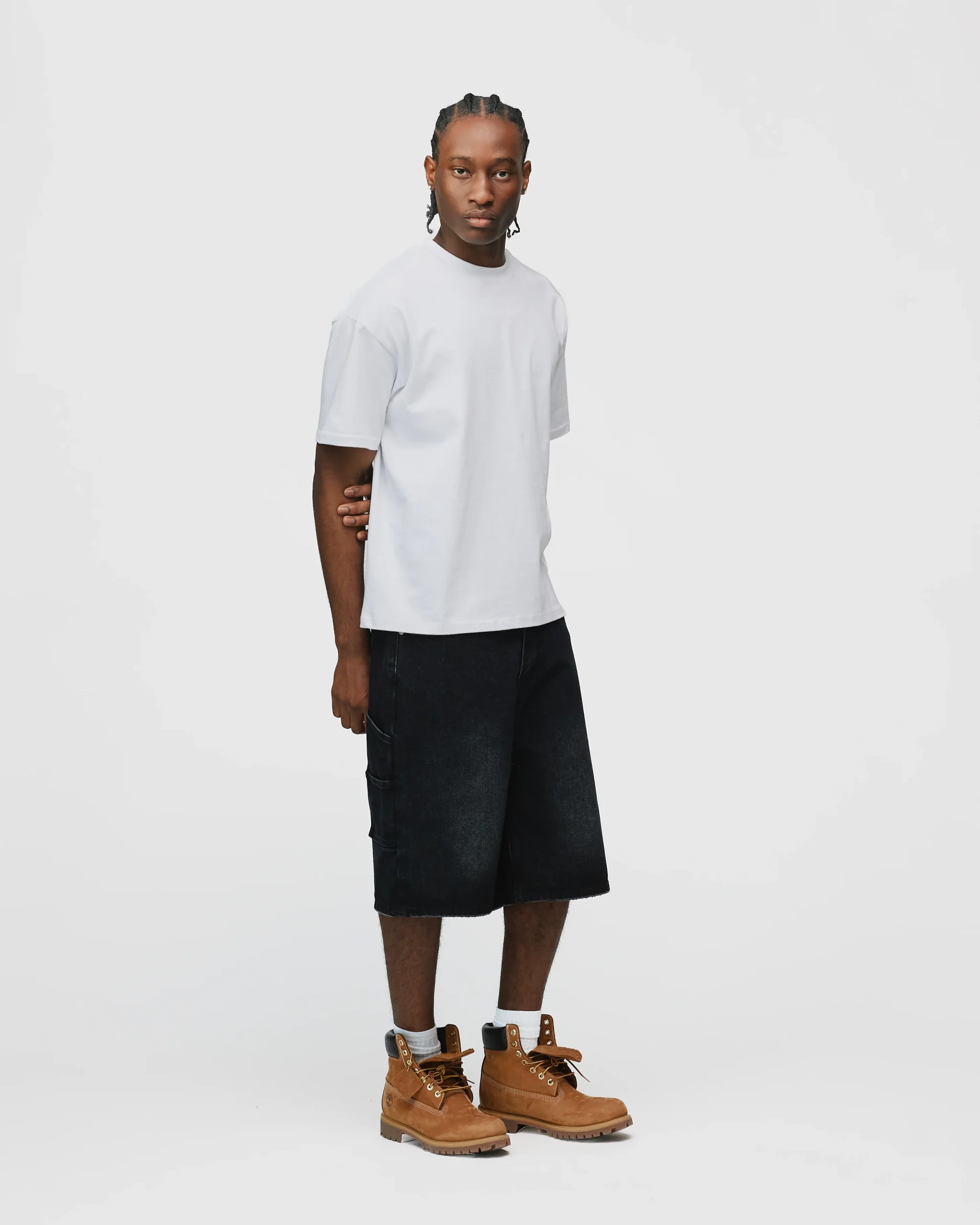 Baggy Denim Shorts - Washed Black