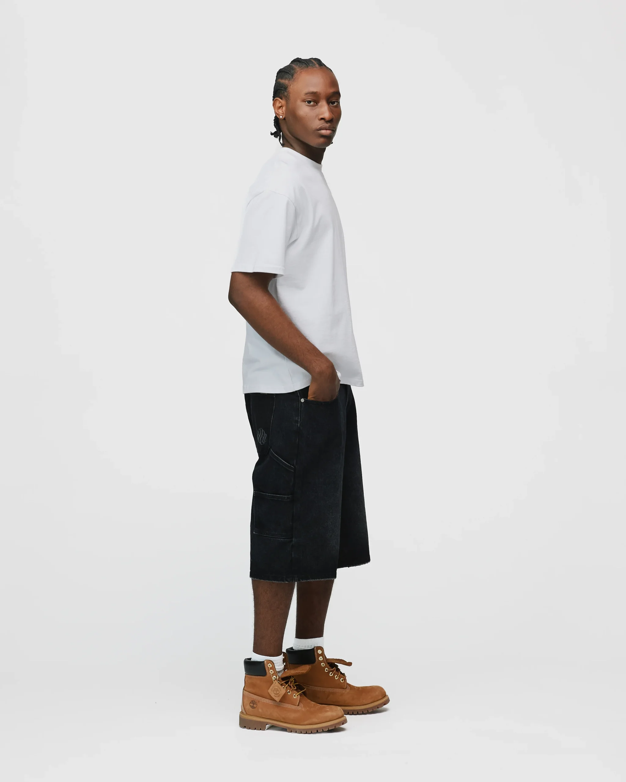 Baggy Denim Shorts - Washed Black