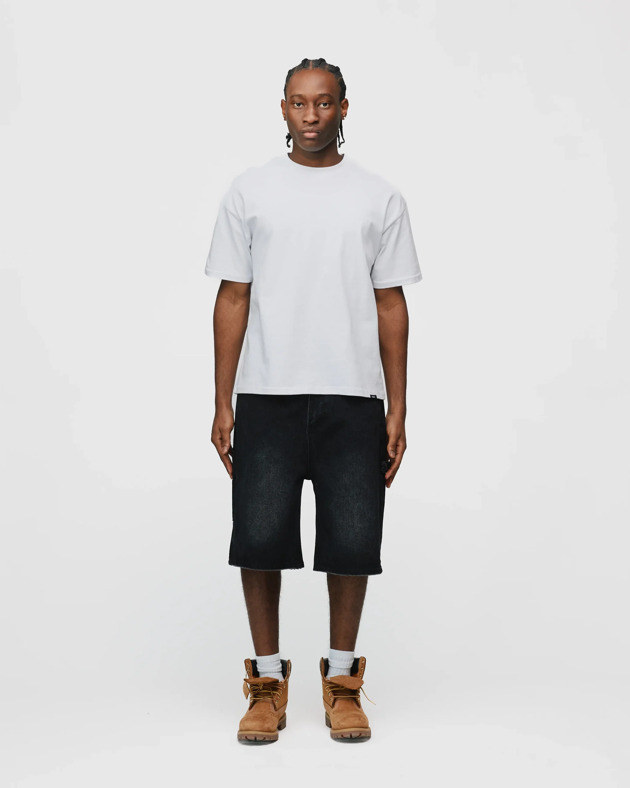 Baggy Denim Shorts - Washed Black